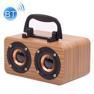 FT-4002 Wooden Wireless Bluetooth Portable Retro Subwoofer Speakers, Support TF Card & USB MP3 Playback(Yellow Wood Grain)