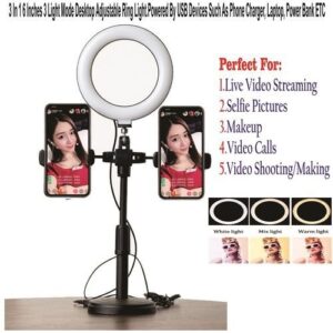 3 In 1 6 Inches 3 Light Mode Desktop Adjustable Ring Light
