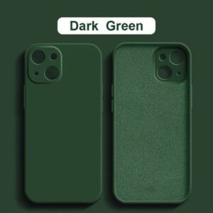100WD Liquid Silicone Case For IPhone 13, 12, 11 Pro Max, Mini, Xs, X, Xr, 7, 8 Plus, Se 2020, Full Lens Protection(#Dark Green Color)