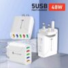 5USB Fast Charge Mobile Phone UK Charging Head 3in1 Cable