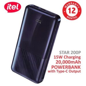 itel I20000mAh 15W Fast Charging Type-C Output Power Bank