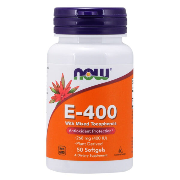 Now E-400 Vitamin E 400IU Antioxidant Softgel For Immune & Heart Support, Pack of 50's