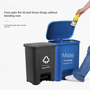 Open top pedal waste bin
