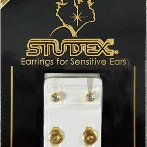 Studex 3MM Crystal Bezel 24K Pure Gold Plated Ear Studs | Hypoallergenic | Ideal for every day wear