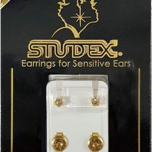 Studex 3MM April ? Crystal Birthstone 24K Pure Gold Plated Ear Studs | Hypoallergenic | Ideal for every day wear