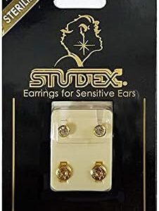 Studex 4MM April ? Crystal Bezel 24K Pure Gold Plated Ear Studs | Hypoallergenic | Ideal for every day wear