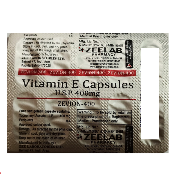 ZEELAB VITAMIN E ZEVION CAPSULE (10 Capsules)
