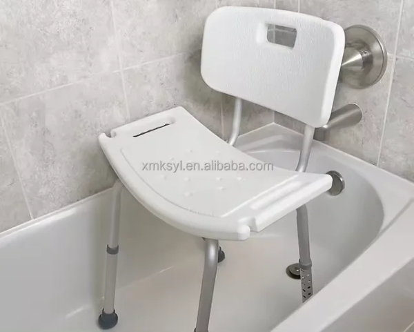 Bathroom shower chair with back rest