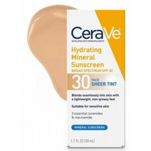 CeraVe Tinted Sunscreen with SPF 30 | Hydrating Mineral Sunscreen With Zinc Oxide & Titanium Dioxide