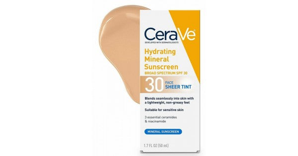 CeraVe Tinted Sunscreen with SPF 30 | Hydrating Mineral Sunscreen With Zinc Oxide & Titanium Dioxide