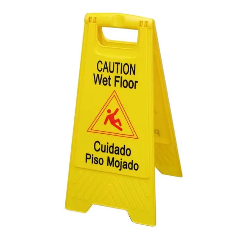Caution sign wet floor