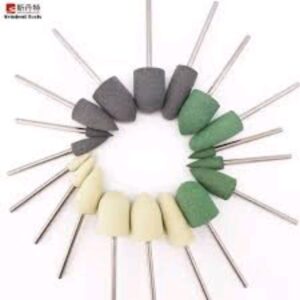Silicone mounted stone rubber dental bur