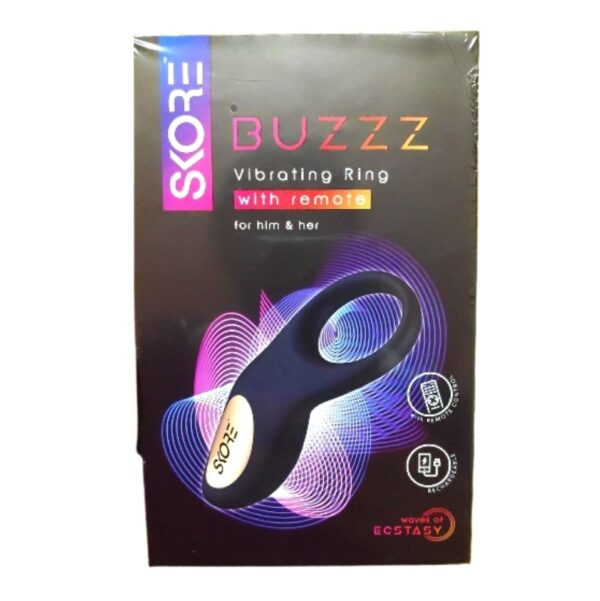 SKORE BUZZZ RECHARGEABLE VIBRATING RING WITH WIRELESS REMOTE FOR HIM & HER