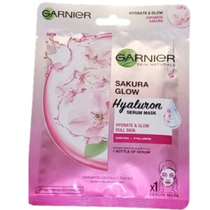 GARNIER SAKURA GLOW HYALURON SERUM MASK For SUPER HYDRATE & GLOW DULL SKIN