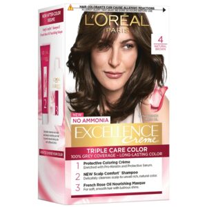 LOREAL EXCELLENCE CREME 4 NATURAL BROWN HAIR COLOUR (72ml + 100g)