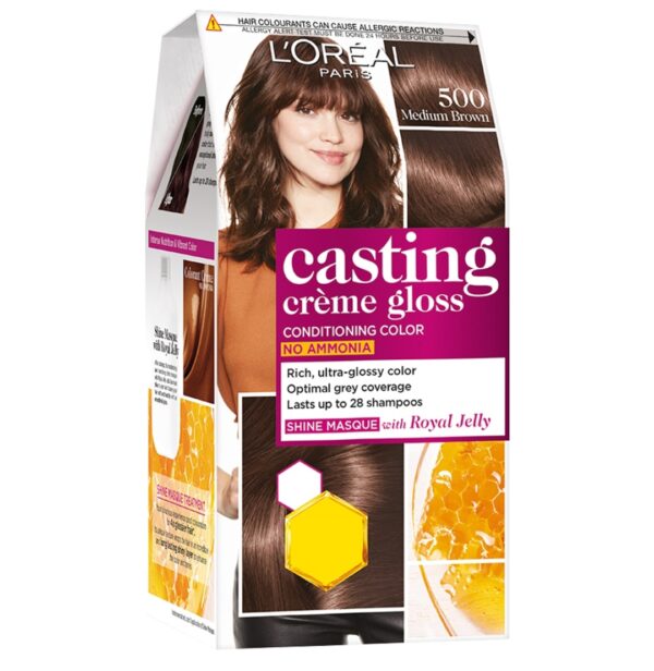 LOREAL CASTING CREME GLOSS 500 MEDIUM BROWN HAIR COLOUR ? 87.5g +72ml (1 Unit)