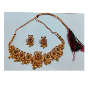 ELEGANT PEACOCK DESIGN GOLDEN NECKLACE