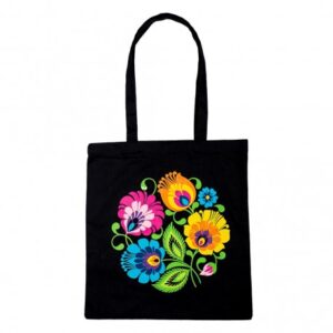 Folkstar - black cotton bag, ?owicki pattern, 1 piece