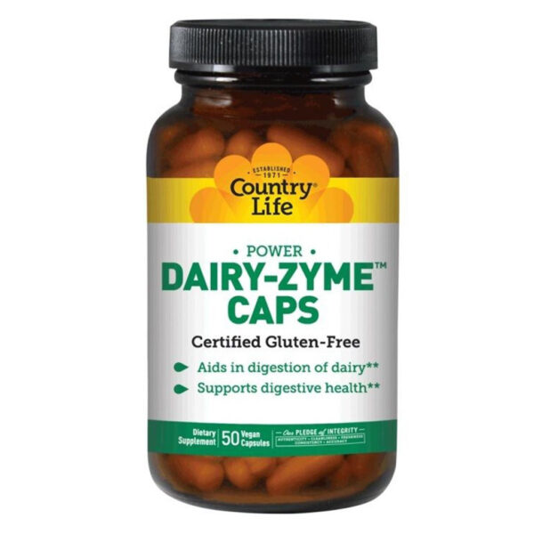 Country Life Power Dairy-Zyme Digestive Enzyme Supplement Capsules, Pack of 50 's