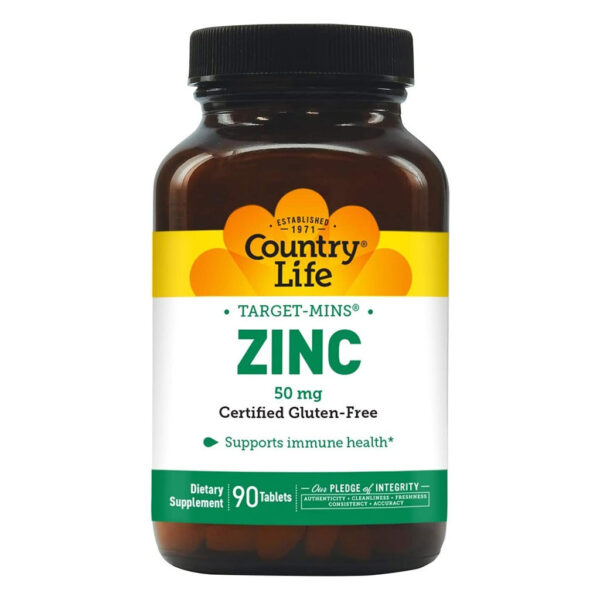 Country Life Zinc Target-Mins? 50 mg Tablets For Immune Health, Pack of 90's