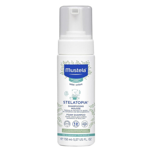 Mustela Stelatopia Foam Baby Shampoo For Atopic Prone Skin, Fragrance-Free 150ml