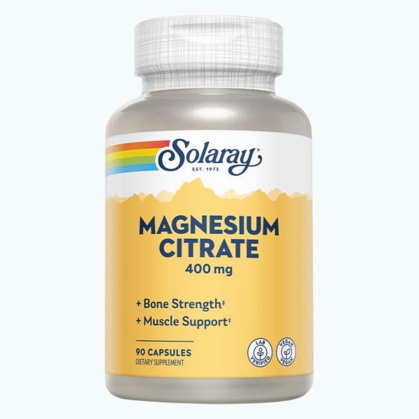 Solaray Magnesium Citrate 400 mg Capsules For Bone Strength & Muscle Support 90?s