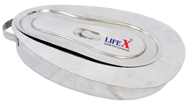 Bed Pan with Lid (Stainless Steel)-Life X