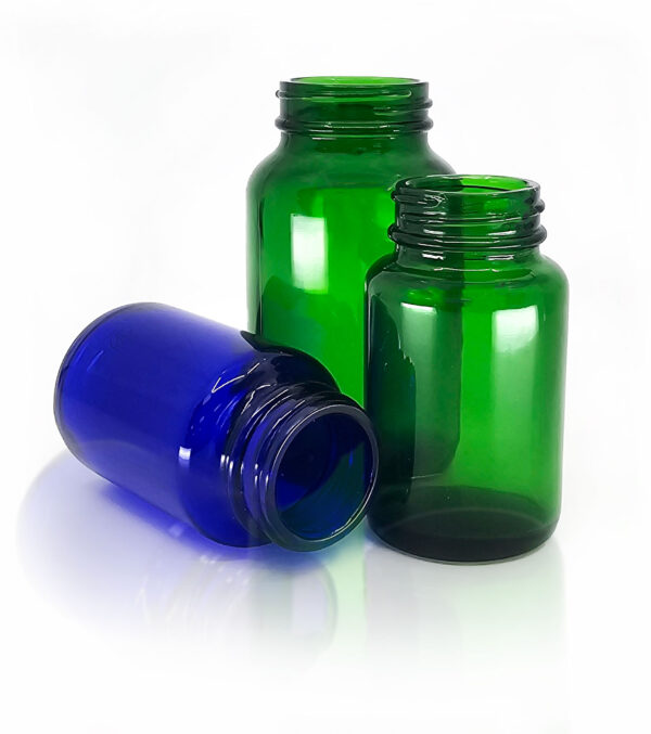 150ml-500ml Blue and Green Pharma Jars