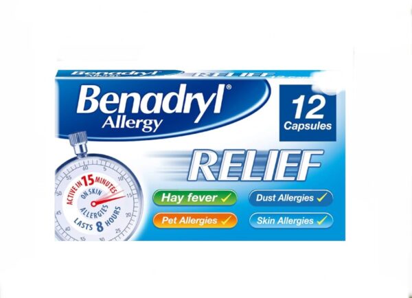 Benadryl Allergy Relief (Acrivastine) Capsules X 12