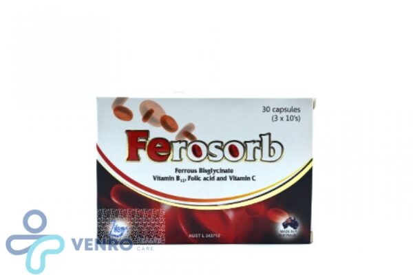 Ferrous Bisglycinate, Vitamin B12, Folic acid and Vitamin C FEROSORB 10'S