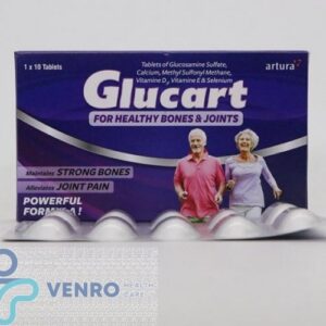 Glucosamine sulfate, calcium carbonate,methylsulfonylmethane, Vitamin D3, Vitamin E, Selenium GLUCART 10'S