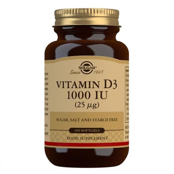 Solgar Vitamin D3 1000 IU 25mcg 100 Softgels