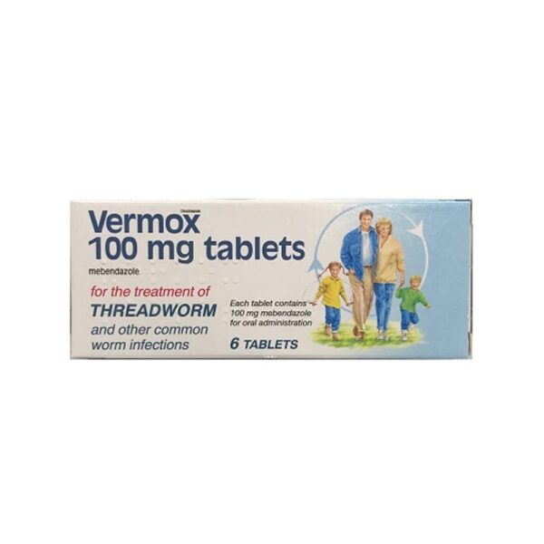 Vermox 100mg Mebendazole 6 Tablets