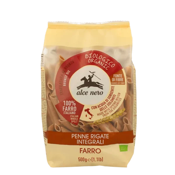 Whole Wheat Spelled Penne Rigate Organic Alce Nero 500g