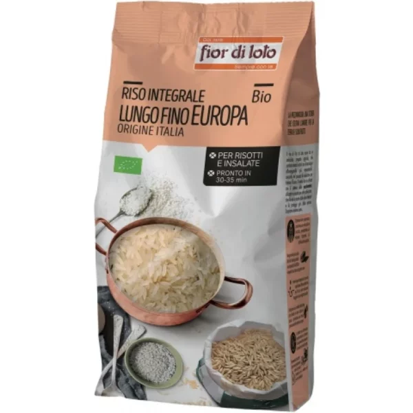 Whole Wheat Rice Long Fino Europa Bio Fior Di Loto 1Kg
