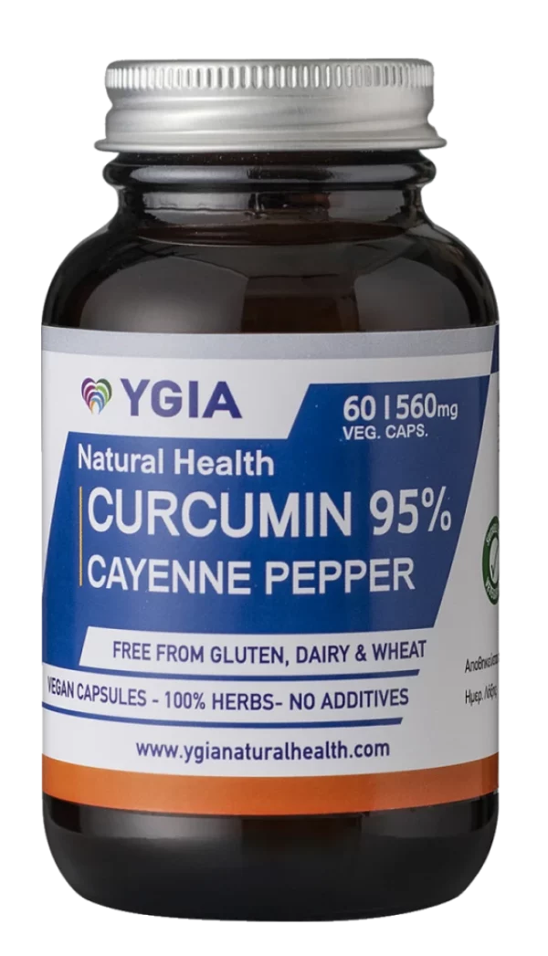 Ygia Curcumin 95% Cayenne Pepper x 60 Capsules - Reduces Pain And Inflammation Throughout The Body