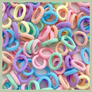 Kids Gentle Hair Ties Soft Elastic Bands - () cream color 100 pieces
