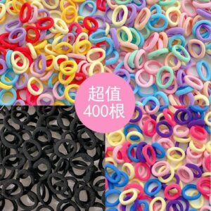 Kids Gentle Hair Ties Soft Elastic Bands - 13  cream + candy color + black + mixed color 400 pieces