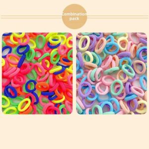Kids Gentle Hair Ties Soft Elastic Bands - 7  100 cream +100 fluorescent cream