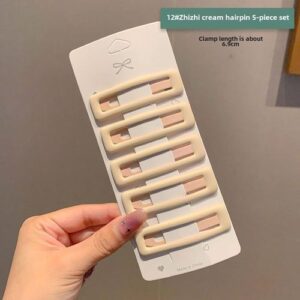 Kids Hair Clips Flower Pattern Accessories - 12  Zhizhi cream hairpin 5-piece set
