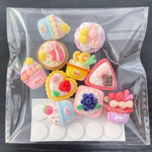 Cute Cartoon Cream Resin DIY Hair Clip Accessories - Fruit cake series 10 PCs in 1 pack (10 fixed style resin buttons +10 dispensing)