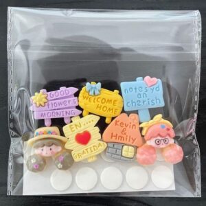 Cute Cartoon Cream Resin DIY Hair Clip Accessories - Road sign series 7 PCs in 1 Pack (7 fixed style resin buttons +10 dispensing)