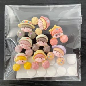 Cute Cartoon Cream Resin DIY Hair Clip Accessories - Bubble Head Girl series 8 Pack 1 pack (8 fixed style resin buckle +10 dispensing)