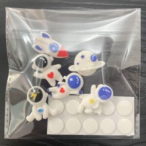 Cute Cartoon Cream Resin DIY Hair Clip Accessories - Space Series 6 PCs in 1 pack (6 fixed style resin buttons +10 dispensing)