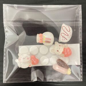 Cute Cartoon Cream Resin DIY Hair Clip Accessories - Wish bottle Series 5 pieces (5 fixed style resin buttons +10 dispensing)