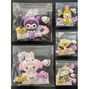 Cute Cartoon Cream Resin DIY Hair Clip Accessories - 1 large Style +4 small soft glue 1 pack (random style)