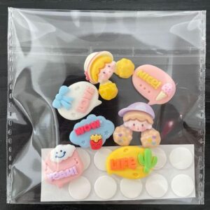 Cute Cartoon Cream Resin DIY Hair Clip Accessories - Dialog box Series 7 Pack 1 Pack (7 fixed style resin buckle +10 dispensing)
