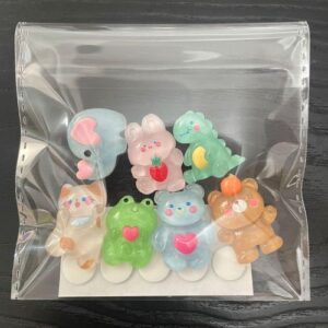 Cute Cartoon Cream Resin DIY Hair Clip Accessories - Transparent Animal Series 7 Pack 1 pack (7 fixed style resin buckle +10 dispensing)