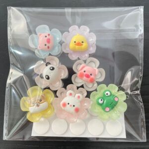 Cute Cartoon Cream Resin DIY Hair Clip Accessories - Animal Flower Series 7 Pack 1 pack (7 fixed style resin buckle +10 dispensing)