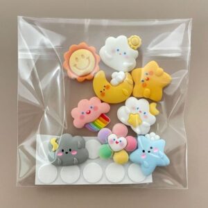 Cute Cartoon Cream Resin DIY Hair Clip Accessories - Weather Series 9 PCs in 1 pack (9 PCs fixed style resin buckle +10 dispensing)